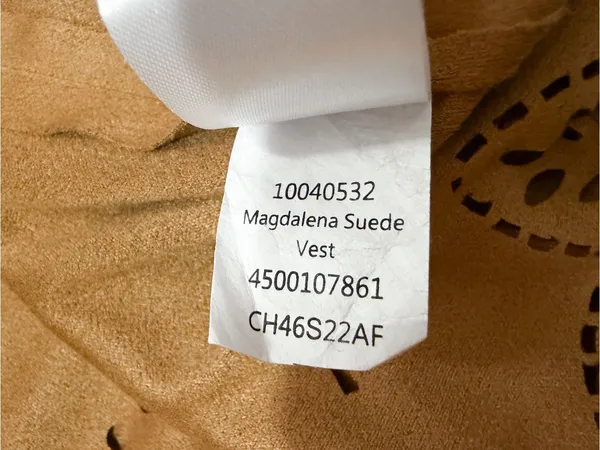 Ariat Magdelena Faux Suede Duster Long Vest Laser Cutout Floral Size Small - Image 14