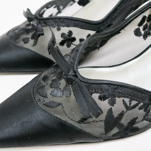 Vintage Y2K Karen Scott Black Floral Mesh Pumps - Image 6
