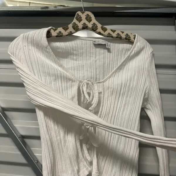 ASOS White Ribbed Long Sleeve Top - Image 3