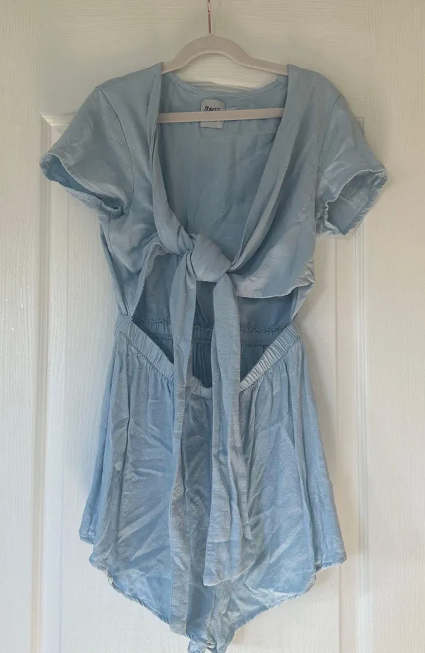 Princess Polly Front Tie Romper Blue - Image 2