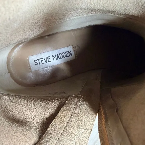 Steve Madden Cate Sand Suede Block Heel Pointed Toe Pull On Ankle Boots Size 8 - Image 3