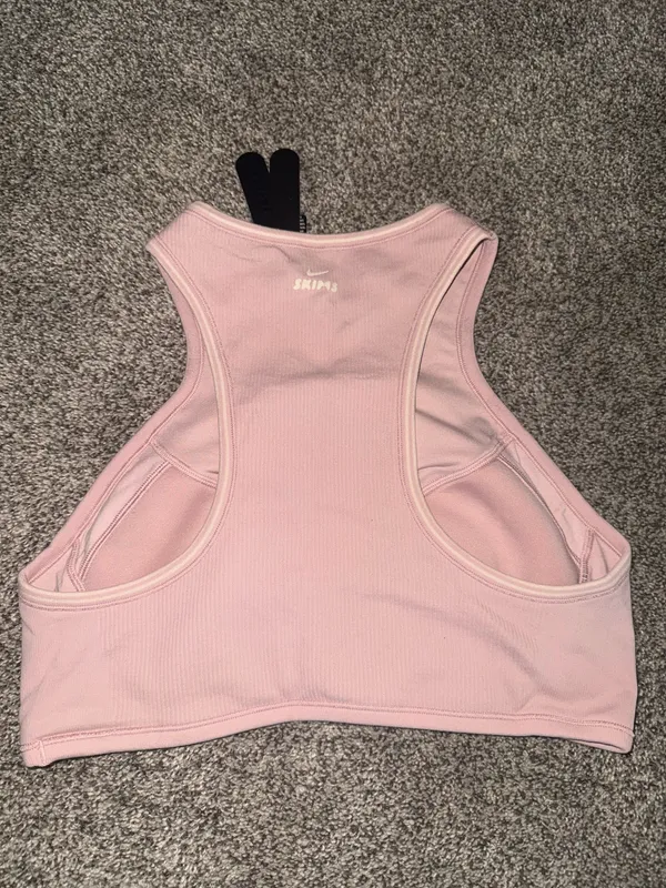 NIKE x SKIMS Ribbed Seamless Racer Front Padded Tank Bra Pink - Image 4