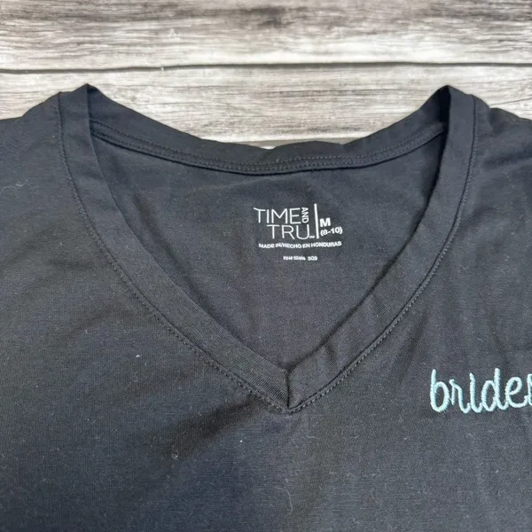 Time and Tru Women's Bridesbabe Tee Black Light Blue Medium Wedding Shirt - Image 4