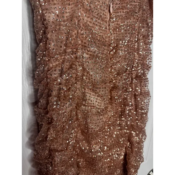 HELLO MOLLY NWT‎ Bottles Of Bubbles Rose Gold Mini Dress Size 4 Glitter Sparkle - Image 9