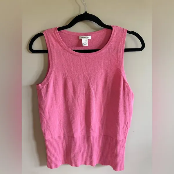 HAROLDS Womens Pink Ribbed Knit Sleeveless Sweater Tank Top Size‎ M - Image 3