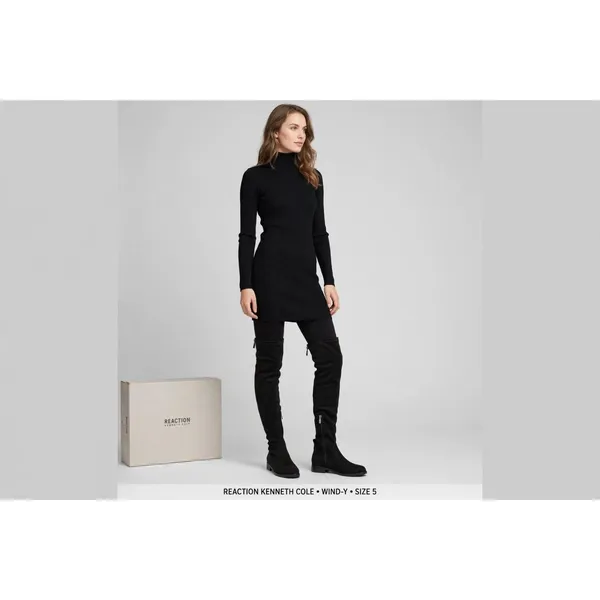 Kenneth Cole Reaction WIND-Y Boots Womens 5 Black Over The Knee Faux Suede NIB - Image 2
