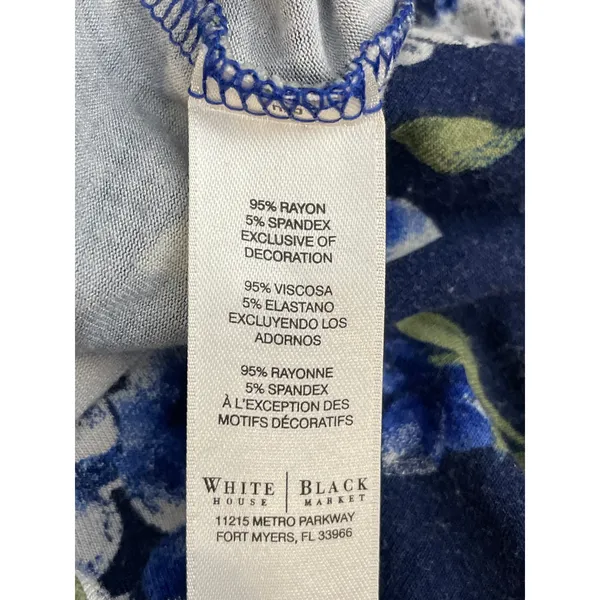 White House Black Market Women's Floral Scoop Neck 3/4 Sleeve Tunic Blouse Top S - Image 6