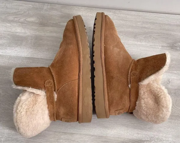 KAREL Chestnut Short Mini Women’s Sheepskin Suede Leather Boots - Image 6
