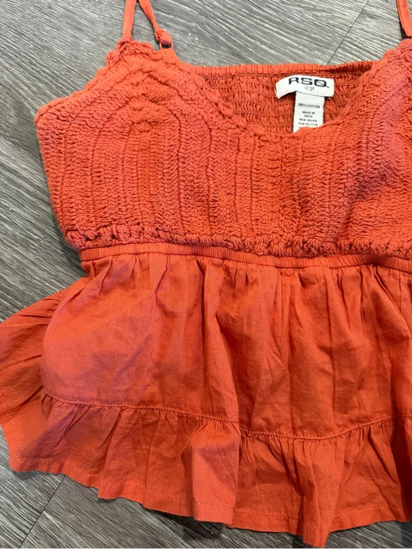 RSQ Women's Orange Crochet Peplum Cami Top - Image 4