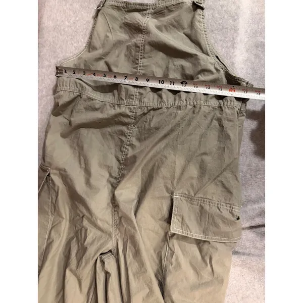 Hunter & Brown Cargo Overalls Womens XL Olive Green Wide Leg Cotton HBP421 - Image 4