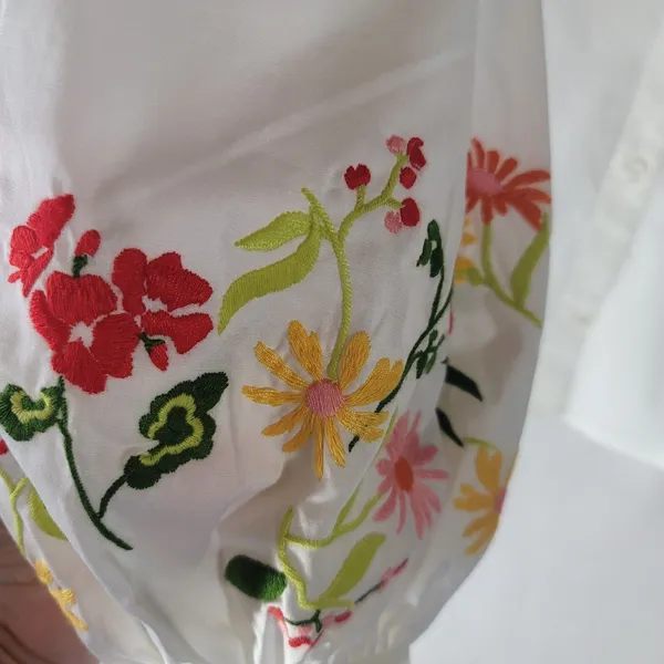 Kate Spade White Floral Embroidered Gathered Puff Sleeve Blouse Shirt Sz 6 NWOT - Image 12