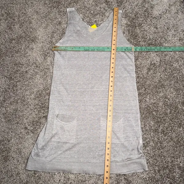 Transit par-such Knit Dress Women 1 Grey Excellent Linen Blend V-Neck Italy Z353 - Image 6