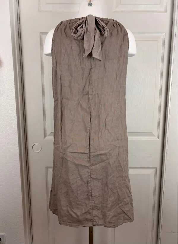 New Mode SRL taupe linen halter neck shift dress *no size* - Image 6