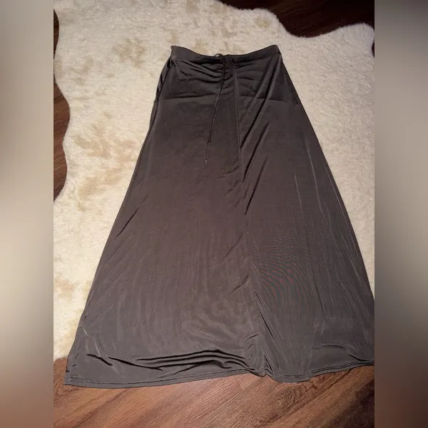 FREE PEOPLE Ruched Jersey Maxi Skirt brown $98 revolve casual S boho winter NWOT - Image 7