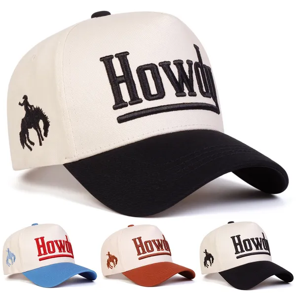 Howdy Cream Black Embroidered Western Two-Tone Adjustable Baseball Cap - Image 2