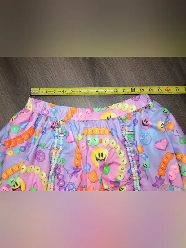 iHeartRaves Kandi Fairy Pixie Hem Mesh Rave Mini Skirt Pastel Bead Print size 1X - Image 11