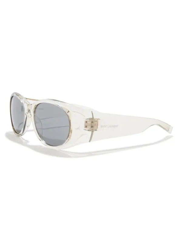 Saint Laurent Transparent/Clear Oval Sunglasses with Silver Lenses - Image 2