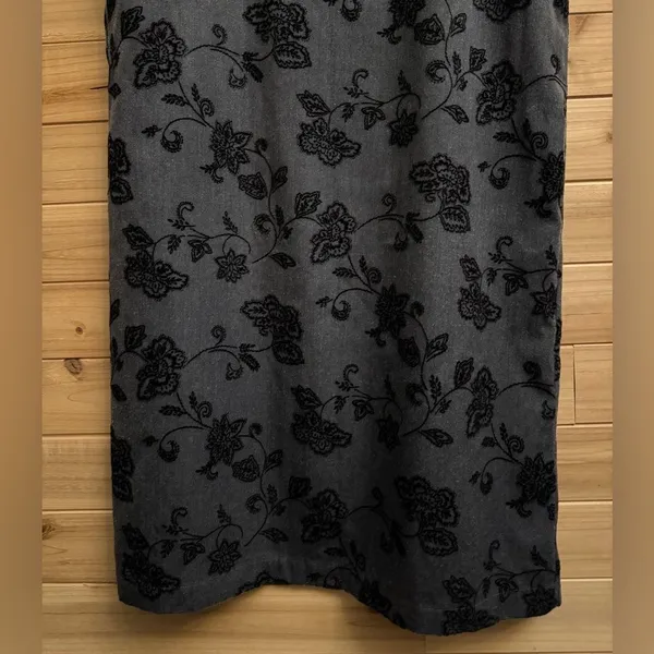 Vintage Talbots Size Large Gray Velvet Floral Overall Dress Whimsigoth Goth - Image 5