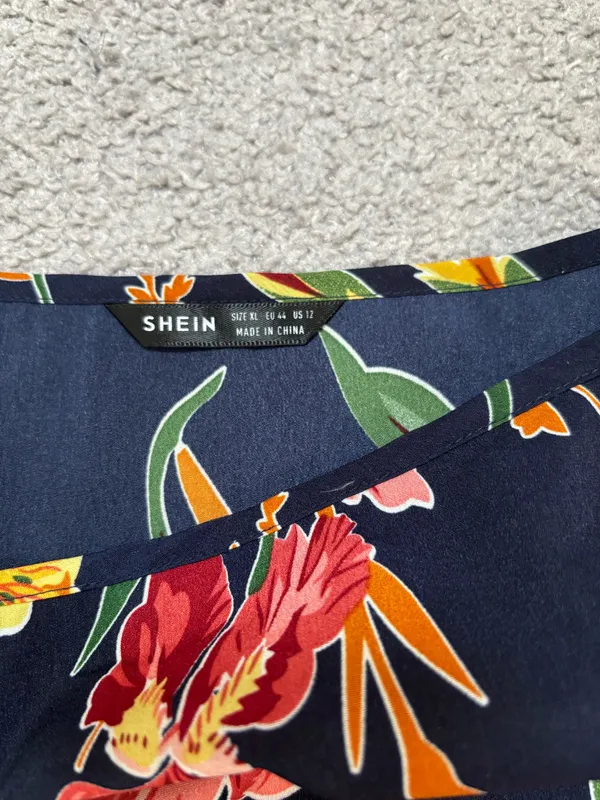 SHEIN Navy Floral Multicolor Tiered Sleeveless Sundress - Image 4