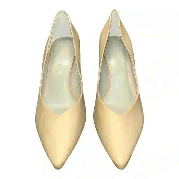1.State Saffy Block Heel Pointy Toe Pump, Nude Leather, Womens Size 8.5 M / 39 - Image 3