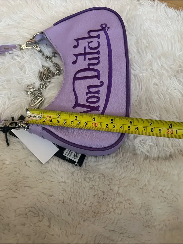 Von Dutch purple shoulder bag with chain charms purse tote handbag Y2K New - Image 7