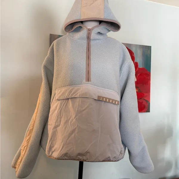 Jordan Cropped Pullover Jacket Women's Size 2XL XXL Blue Fleece Hooded - Image 2