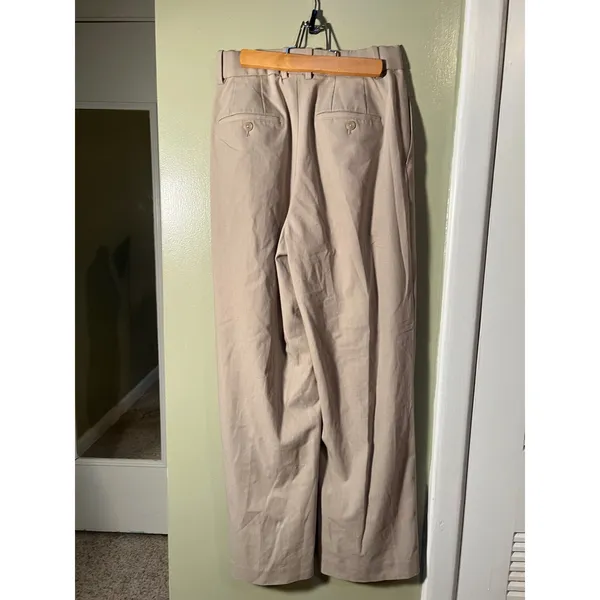 Uniqlo Women's Size XS 24-25 Pleated Wide Leg Straight Leg Trousers Khaki Beige - Image 6