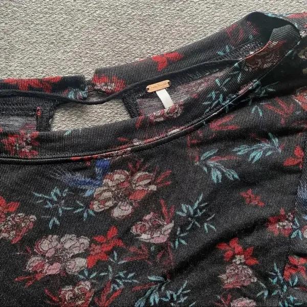Free People Black Dock Street Knit Blouse Small - Image 4
