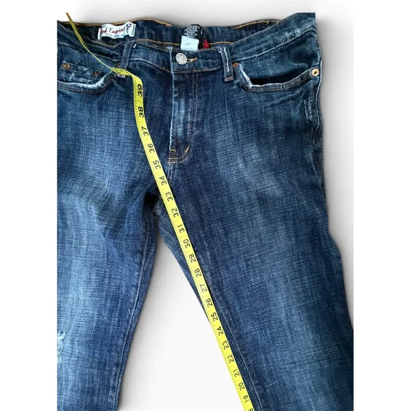 Red Engine Womens Flare Jeans Size 31 Dark Wash Y2K Retro Denim Blue Distressed - Image 5