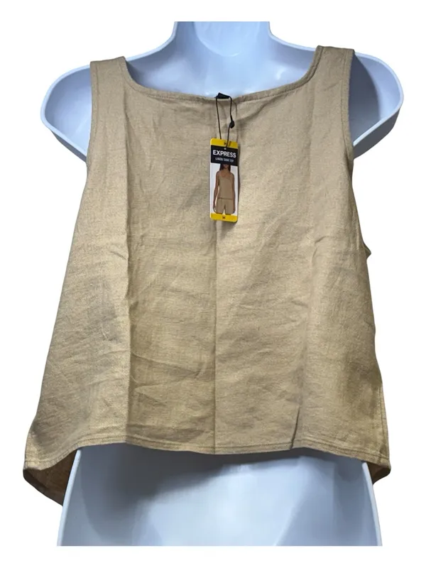 Express Summer-Blend Linen Square Neck‎ Tank Cream Size Medium NWT - Image 8