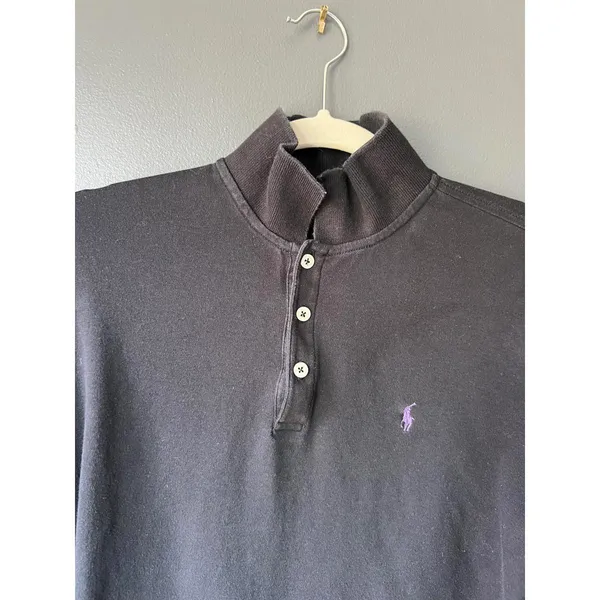 Polo Ralph Lauren Black Long Sleeve Quarter Button Up Shirt - Image 2