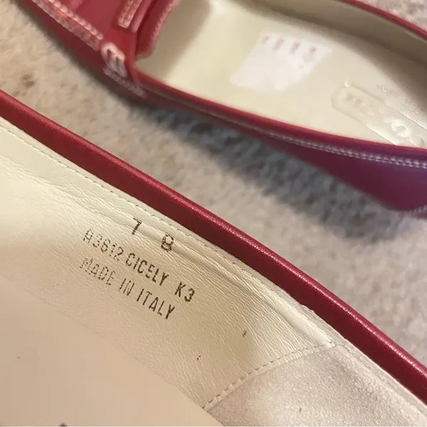 Coach Cicely Heel Loafers Womens Size 7 B Cherry Red Leather Stacked 2 3/4 Heel - Image 6