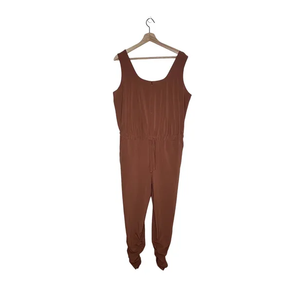 prAna‎ Railay Jumpsuit Womens L Clay Orange Sleeveless Zip Neck UPF 50 Stretch - Image 3