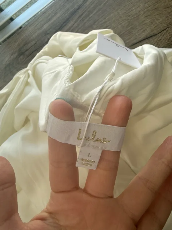 Lulus Dose of Love Ivory Satin Off-the-Shoulder‎ Mermaid Maxi Dress size large - Image 7