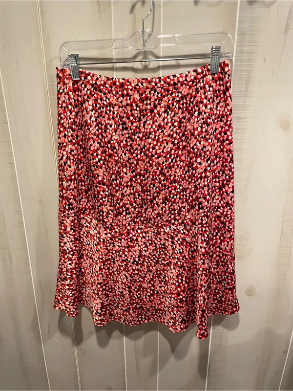 Cute Talbots silky spotted lined flare skirt pink red confetti fun - Image 6