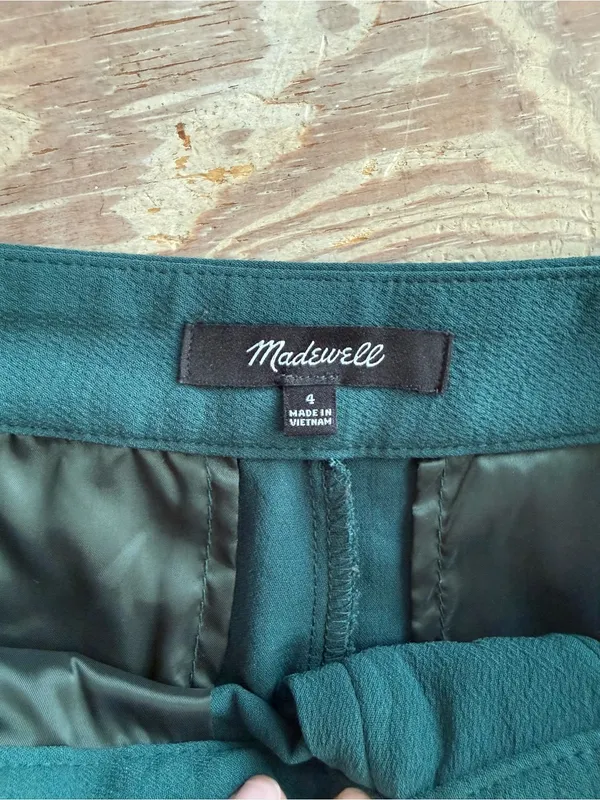 Madewell Green Pleated Wide-Leg Pants Size 4 - Image 2