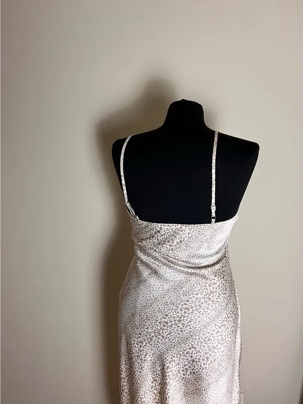 Forever 21 Cream and Tan Leopard Satin Slip Dress - Image 4