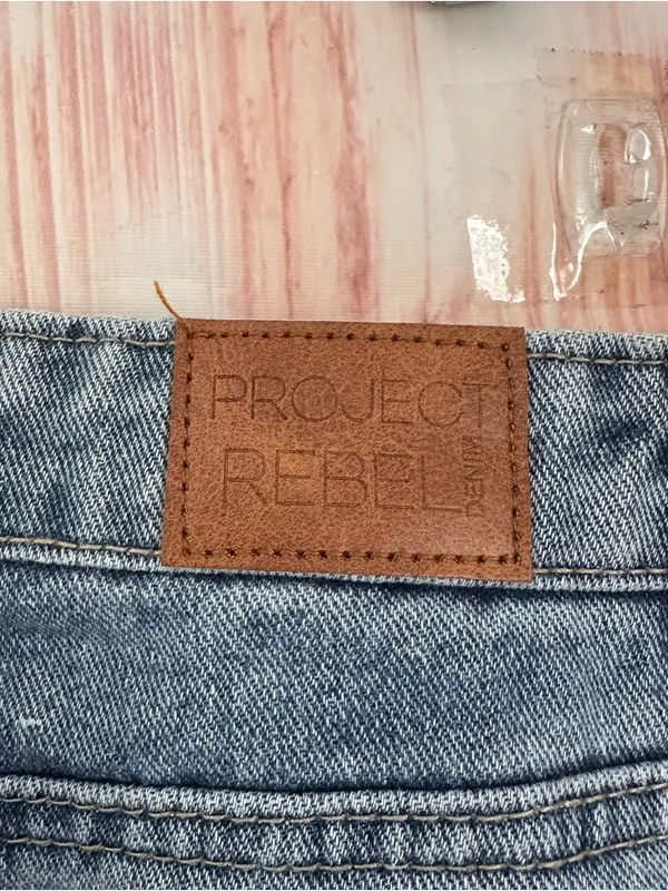 Project Rebel Denim Blue Lightwash High Rise Frayed Hem Jean Shorts Size 11 - Image 9