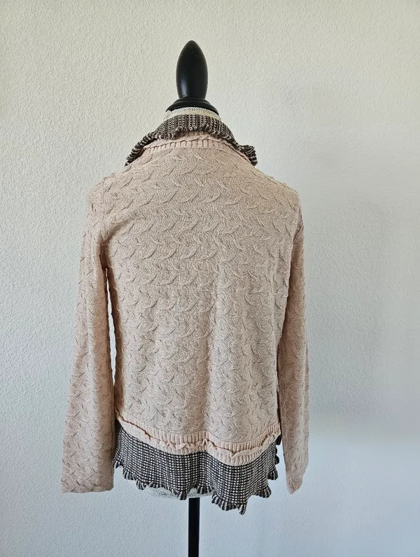 Chico's Metallic Cable Knit Ruffle Cardigan​ Size 1 - Image 3
