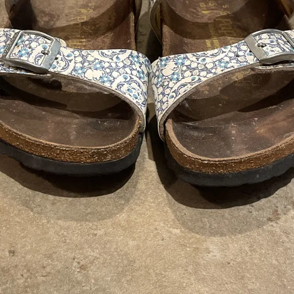 Papillio Birkenstock Sydney Blue Floral Sandals Womens EU 38 US 7 Germany - Image 4