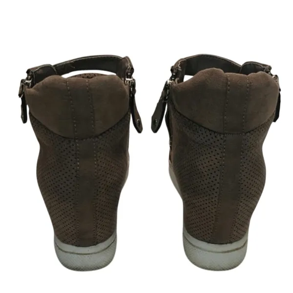 Vintage brown gray Steve Madden Wedge sneakers sz 7 - Image 4