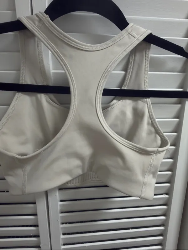 Nike Beige Sports Bra Crop Top with‎ White Swoosh size XS - Image 3