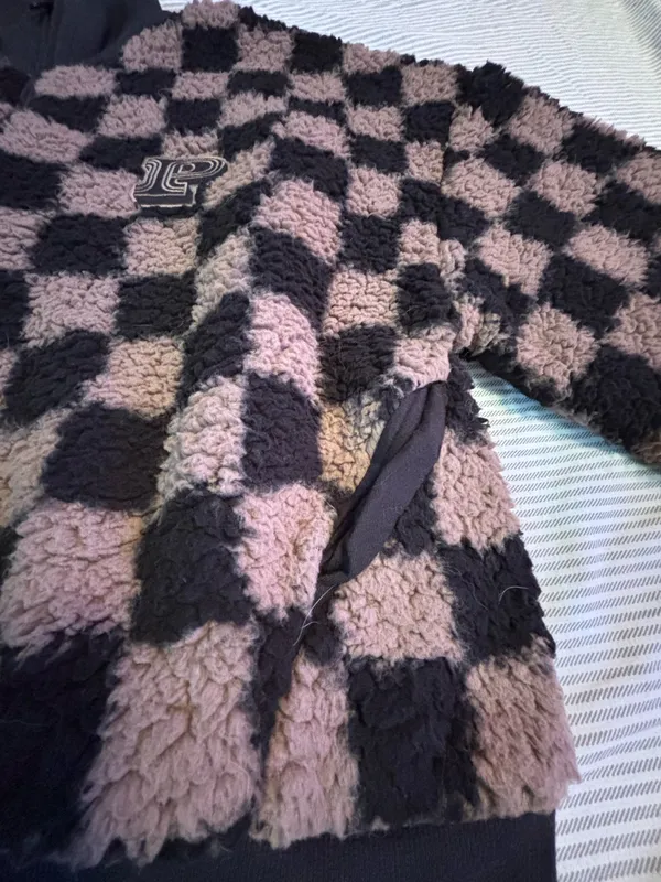 PINK Checkered Fleece Pullover - Image 3