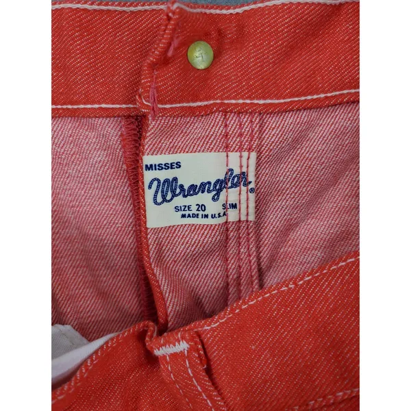 Wrangler Jeans Misses 20 Slim Red VTG USA Made High Rise Tapered Slim Fit Junior - Image 3