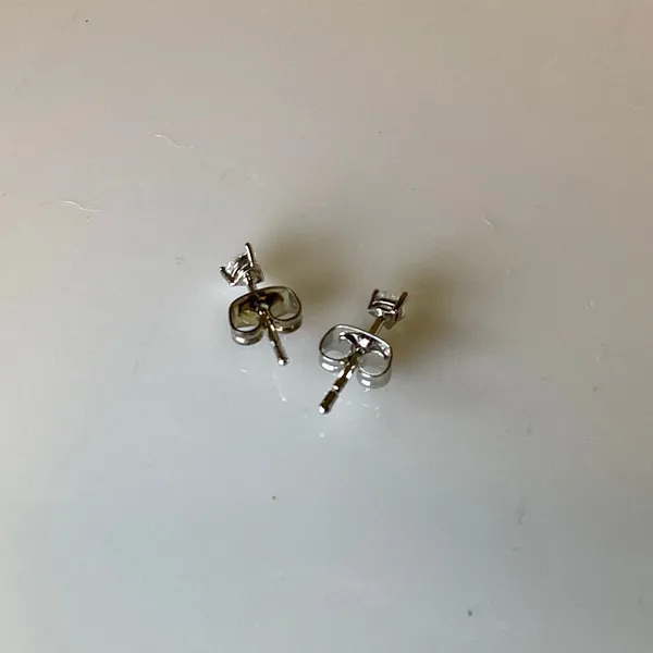 Small CZ Diamond Stud Earrings Silver - Image 6