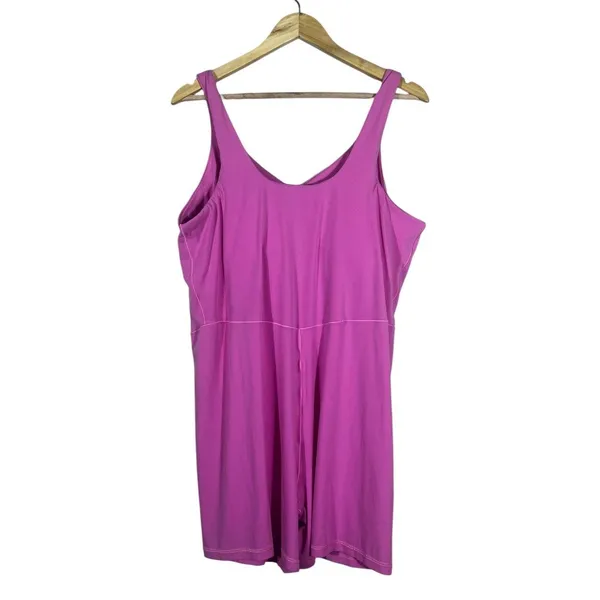 Aerie OFFLINE Real Me Solid Romper Pink Athleisure V-Neck Sleeveless Size XXL - Image 3