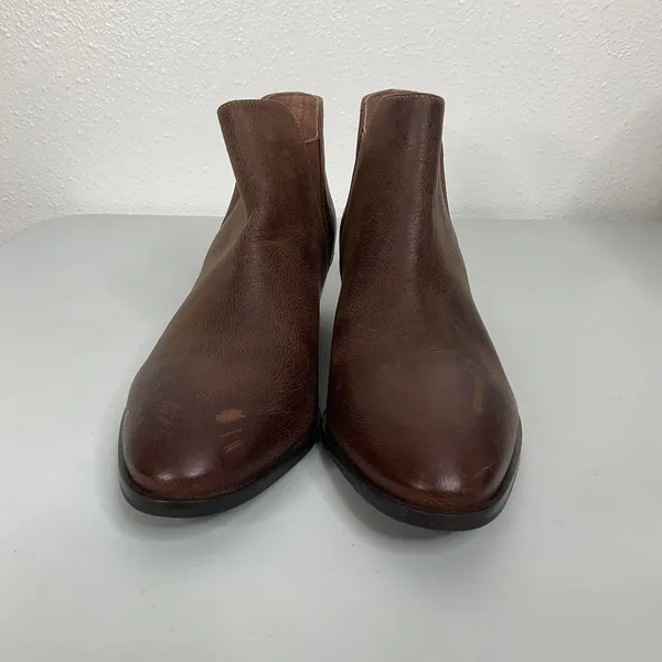 Seychelles Brown Leather Ankle Boots Western Almond Toe‎ Block Heel Womens 7.5 - Image 2