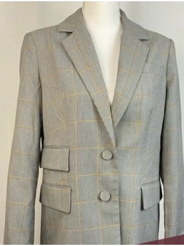 Walter Baker Windowpane Single-Breasted Blazer - Gray with Tan Check - Image 2
