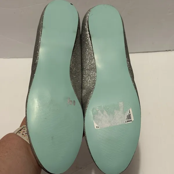 Betsey Johnson SB Dance Glitter Flats Silver Size 9 Blue Sole EUC Bride Wedding - Image 9