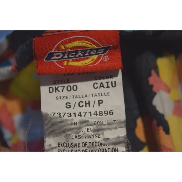 Dickies Scrub Top Women Small Black Floral V-Neck Short Sleeve Front‎ Pockets - Image 4